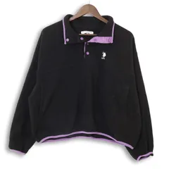 U.S. POLO ASSN. ユーエス ポロ アッスン ロゴ刺繍★ フリース ハーフボタン プルオーバー トレーナー Sz.F レディース 黒