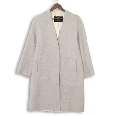 INED イネド 秋冬 ウール★ ノーカラー ジャケット コート Sz.7 レディース 灰 グレー
