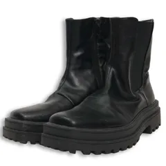 あしながおじさん 秋冬 サイドゴア★ Fレザー ハイソール ショート ブーツ Sz.M　レディース 黒