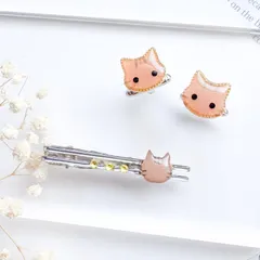 茶トラ猫のネクタイピンとカフスボタンセット