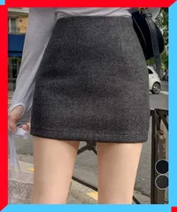 新品 レディース ウールライク ミニタイトスカート 美脚 脚長 台形スカート 着やせ 韓国風 秋冬 ミニスカート お洒落 ボトムス【送料無料】
