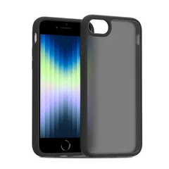 PinLiSheng iPhone SE ケース 第3世代 第2世代 iPhone 8/7 ケース マット 半透明 スマホケース 米軍MIL規格 耐衝撃 ワイヤレス充電 黄ばみなし 指紋防止 アイフォン SE3 SE2 7 8 用カバー 4.7インチ,ブラック