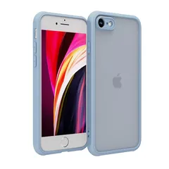 PinLiSheng 対応 iPhone SE3/SE2 ケース 第3世代 第2世代 8/7 ケース マット 半透明 スマホケース 米軍MIL規格 耐衝撃 ワイヤレス充電 黄ばみなし 指紋防止 カバー 4.7インチ(ライトブルー)