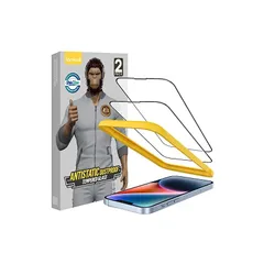 iPhone 14 Plus / 13 Pro Max 用 【米国SGガラス製・独創的なガイド枠】 2枚セット ガラスフィルム Lamicall ：9H 硬度 全面 保護 強化 ガラス フィルム 液晶 画面 シール Glass film Screen Prot