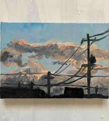 工場と空」油彩・原画・F3・22×27㎝・かけひも付き - メルカリ