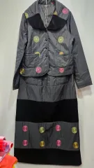 黒 ダウンセットアップ ジャケット+ロング丈スカート 上下1セット sh1