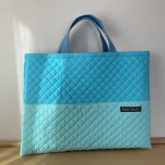 入園入学準備　レッスンバッグ　通園バッグ　絵本袋　キルティング　水色