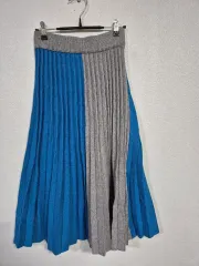 バイカラ プリーツ ニットスカート 55 66