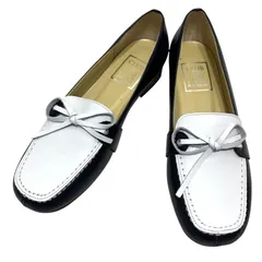 【極美品】クラブデサキ (23) モカシン ローファー パンプス フラット スリッポン バイカラー 本革 レザー 希少デザイン