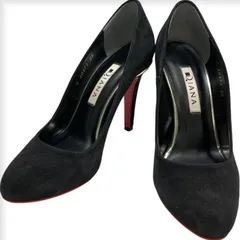 【美品】ダイアナ (22) パンプス アーモンドトゥ ピンヒール スウェード レッドソール 定番デザイン