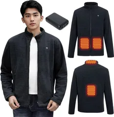 TUINCO 電熱ジャケット グレー Mサイズ 電熱コート電熱服リサイクル USB加熱 専用バッテリー付き容量10000mAh, 軽量, 防風性, 保温性 防寒着 ヒーター付 キャンプ 釣り バイク スキー 山登り ゴルフ 洗濯可 春秋冬 男女兼用 プレゼント