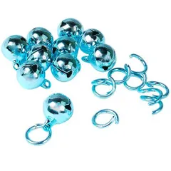 鈴 カラーメッキ 丸カン付き【直径12mm/ブルー/10個】