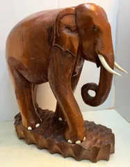 ◆木製 象の彫刻 でかゾウさん オブジェ 置物