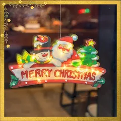 DERAYEE クリスマス 飾り 吸盤式 ライト 窓の装飾 電飾 防水 取付便利なフック付 電池式 パーティー ショーウィンドー 部屋 冬 (Merry Christmas)