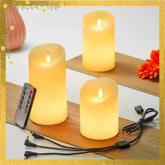 LEDキャンドルライト USB充電式 本物の炎のようにゆらめ ろうそく MELEJIAリモコン搭載 タイマー機能 自動消灯 明るさ調整 暖色光 LEDロウソク インテリア 誕生日 ウェディング パーティー 雰囲気が良い ろうそく（3個セット） 0