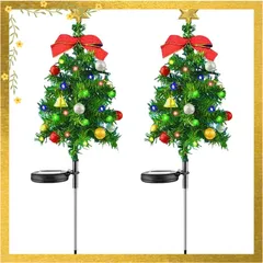 HY-MS クリスマスツリー ソーラー ガーデンライト クリスマス イルミネーションライト 屋外 防水 自動点灯 消灯 省エネ クリスマス 飾り LEDライト ソーラーライト 庭 雰囲気作り（2本セット）