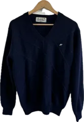 ZM1690 【美品】Arnold Palmerアーノルドパーマー　Vネックニットセーター　トップス　ネイビー　メンズ　Lサイズ