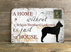 【Belgian Shepherd Laekenois/ベルジアン・シェパード・ドッグ・ラ ケノア】 メタルプレート メッセージ 犬 雑貨 グッズ アート ポスター おしゃれ インテリア 壁飾り アンティーク風 53