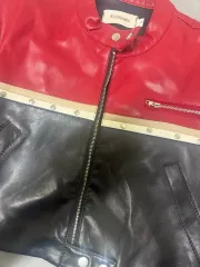 クロップド レッド レーシング ライダース ジャケット 出品 (ably)