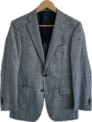 ZM1690 【美品】THE SUIT COMPANY FILD D'OROザスーツカンパニー　テーラードジャケット　アウター　グレーチェック　メンズ　165cm-8Dropサイズ