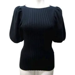 DEMYLEE デミリー リブニット カットソー パフスリーブ ウール混 半袖 XS 黒 ブラック 1106