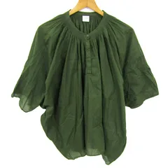 アーバンリサーチドアーズ ブラウス シャツ トップス 半袖 ギャザー レディース Mサイズ グリーン URBAN RESEARCH DOORS 【中古】