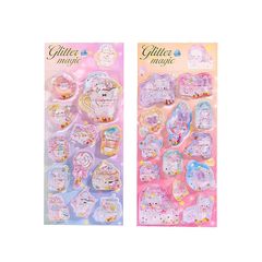 KRGNPLE ウォーターシール ぷっくりシール ぷくぷくシール 3D 立体 2 枚入り 精巧な柄 手帳用装飾 DIY クリエイティブ ファッション 個性的 かわいい ギフト（No.1＆No.2） 1