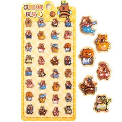 HAKONA 立体シール 3dシール 可愛いカピバラ柄 キラキラ 実心 大量 女の子 3d ステッカー おしゃれスマホケース飾り用 手帳用 diy用 貼り付け可能 手芸用品ごほうび バイト日記・ベーカリー・美食篇・おもしろ生活 (おもしろ生活*1) 1