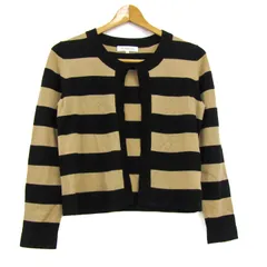 エムプルミエ カーディガン トップス 長袖 ボーダー柄 レディース 36サイズ ベージュ×黒 M-premier 【中古】