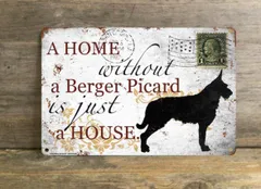 【Berger Picard/ピカルディ・シープドッグ】 メタルプレート メッセージ 犬 雑貨 グッズ アート ポスター おしゃれ インテリア 壁飾り アンティーク風 59