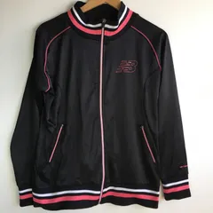 New Balance ジップアップジャージ レディース LL ブラック×ピンク 4051202511290023