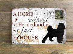 【Bernedoodle/バーニドゥードル】 メタルプレート メッセージ 犬 雑貨 グッズ アート ポスター おしゃれ インテリア 壁飾り アンティーク風 60