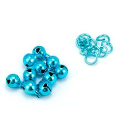 鈴 カラーメッキ 丸カン付き【直径8mm/ブルー/10個】