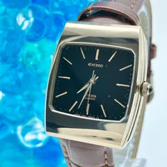 【中古】シチズン CITIZEN エクシード 4-797663 腕時計 クォーツ ゴールド 黒文字盤 ヴィンテージ スクエア 革ベルト メンズ アンティーク レトロ UHAG