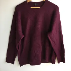 UNIQLO スフレヤーン クルーネックセーター レディース XL ワインレッド 4051202511290024