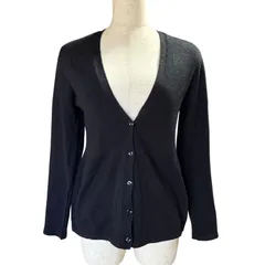 ナラカミーチェ NARACAMICIE カーディガン ラメ入り ブラック 黒 深Vネック 長袖 フォーマル 上品 フィット美シルエット Ⅱ Lサイズ相当