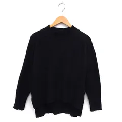 アズールバイマウジー AZUL by moussy ハイネック ニット セーター バックロング リブ スリット オーバーサイズ 長袖 S 黒 ブラック /NT33