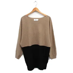 アズールバイマウジー AZUL by moussy ニット セーター 長袖 バイカラー シンプル L ベージュ /KT20