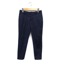 グリーンレーベルリラクシング ユナイテッドアローズ green label relaxing スラックス テーパード アンクル丈 タック 無地 コットン混 36 紺 ネイビー /NT21