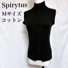 Spirytus ノースリーブコットンセーター フルジップ Mサイズ レディース ブラック 黒 ハイネック ニットベスト