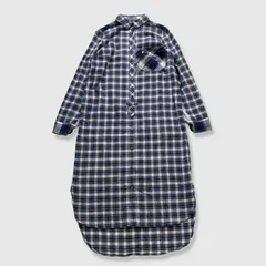 β ベータ チェック柄シャツワンピース ロング丈 胸ポケット ゆったり