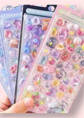 【大人気】シール　オレンジ　５シートセット　3D ぷくぷく　かわいい　キッズ　こども　大人　平成　大人気