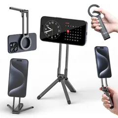 人気商品　安定 携帯スタンド 軽量 スマホスタンド 自撮り棒 角度調整可能 361度回転 スタンド＆手持ちモード 横置き/縦置き 持ち運び便利 折りたたみ式 卓上三脚 magsafeに対応 全金属製 セルフィー/生放送/撮影録画/動画鑑賞に最適 ミニ三脚 スマ