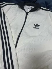 アディダス ニット トラックジャージ 白 黒 S