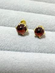 宝石質モザンビークガーネットAAA ピアス SV925 18Kコーティング 6mm