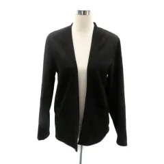 ナノユニバース nano universe カーディガン 前開き ミドル丈 スエード調 S 黒 ブラック /HO27