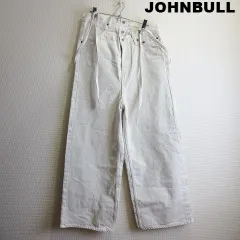 良品★　JOHNBULL　ジョンブル　ユナイト サスペンダー ワイドストレート デニムパンツ　レディースL相当　ホワイト　ZP083　日本製