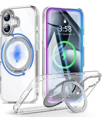 ★MINIKA iPhone 17 用 ケース Magsafe 対応 360度回転 スタンド付き 多機能 スマホケース いPhone 17 ケース クリア 米軍MIL規格 耐衝撃 指紋防止 黄変防止 マグセーフ リング マグネット搭載  （クリア）