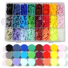 Bestgle樹脂スナップボタン 可愛いボタン ホック408組24色 プラスナップ スナップボタン色彩豊か プラスナップ 丸型のスナップ11.8mm T5対応 プラスナップ12mm