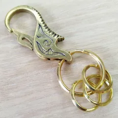 R29 デザインナスカン 角二重リング 真鍮製 キーホルダー｜ブラスの重厚感とアンティーク調仕上げ｜開運・風水・縁起物として使える大人のカスタム金具アクセサリー